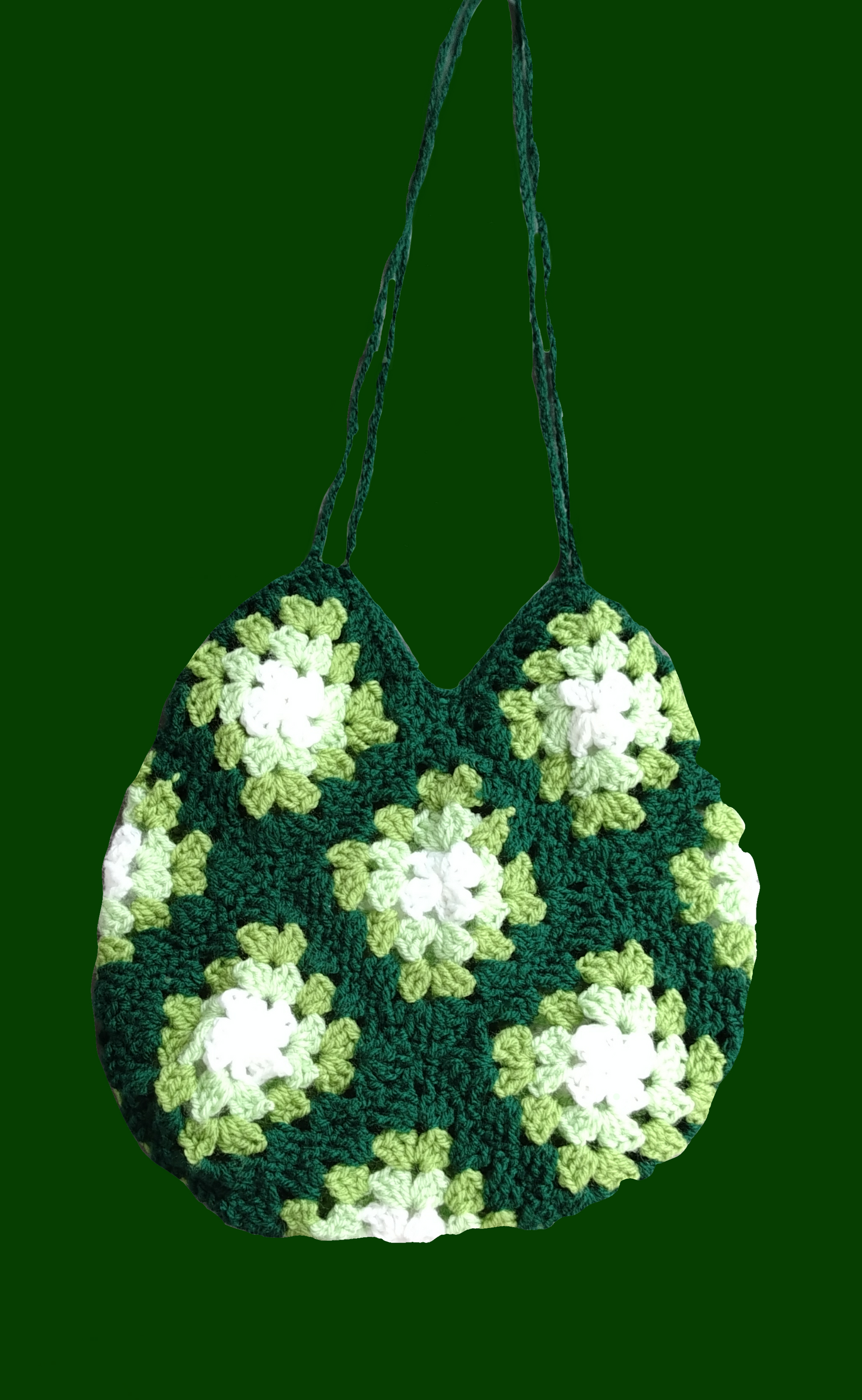 Green granny square bag
